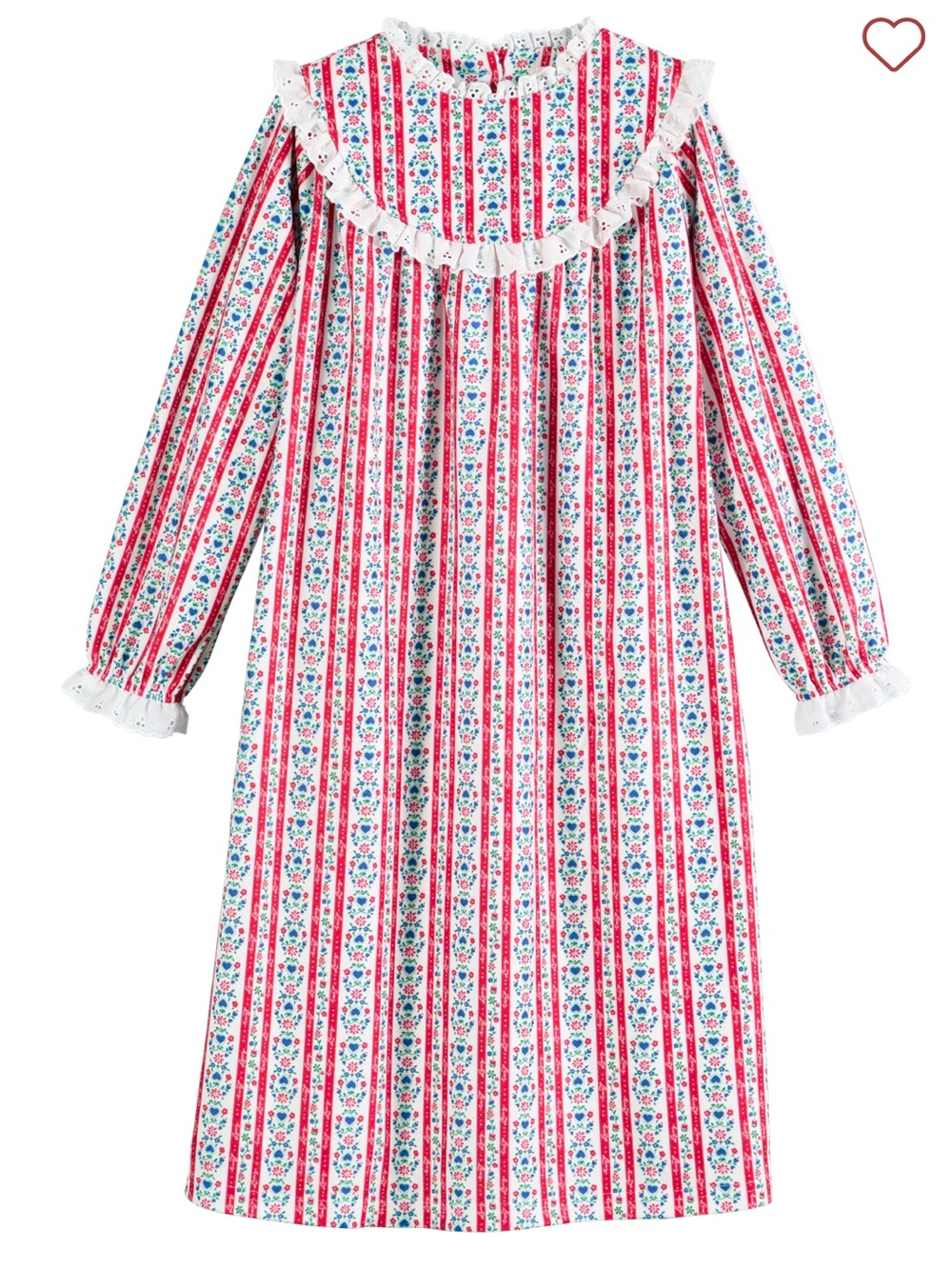 Lanz of Salzburg Girls Nightgown Size 7/8 Eyelet Trim Sleepwear Cozy